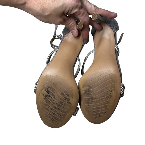 Michael Kors Silver Rhinestone Strappy High Heel Sandals Women's 6 KORS-6 - Picture 4 of 8